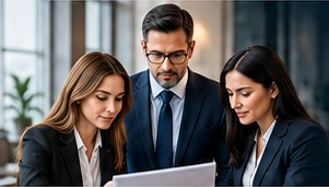 Equipo de profesionales revisando documentos